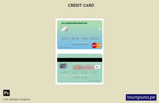 lista para imprimir la plantilla mastercard del Banco de Aland de Finlandia